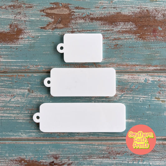 Narrow Keychain Blank White Cast Acrylic